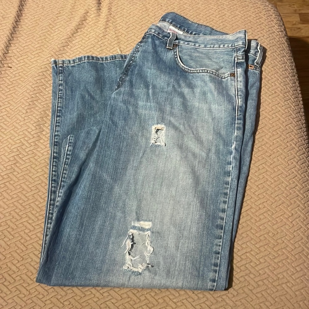 Men's Vintage Lucky Brand Wide Leg Jeans Size 38 x 32 Distressed Made in U.S.A